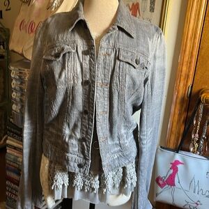 Vintage Ladies Express brand Gray Denim Jacket